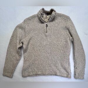 Woolrich Sweater Women’s Medium, Beige Stone 1/4 Zip Pullover Cotton Blend